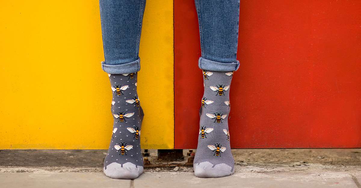 Čarape od Finog Bambusa Pčele Sive