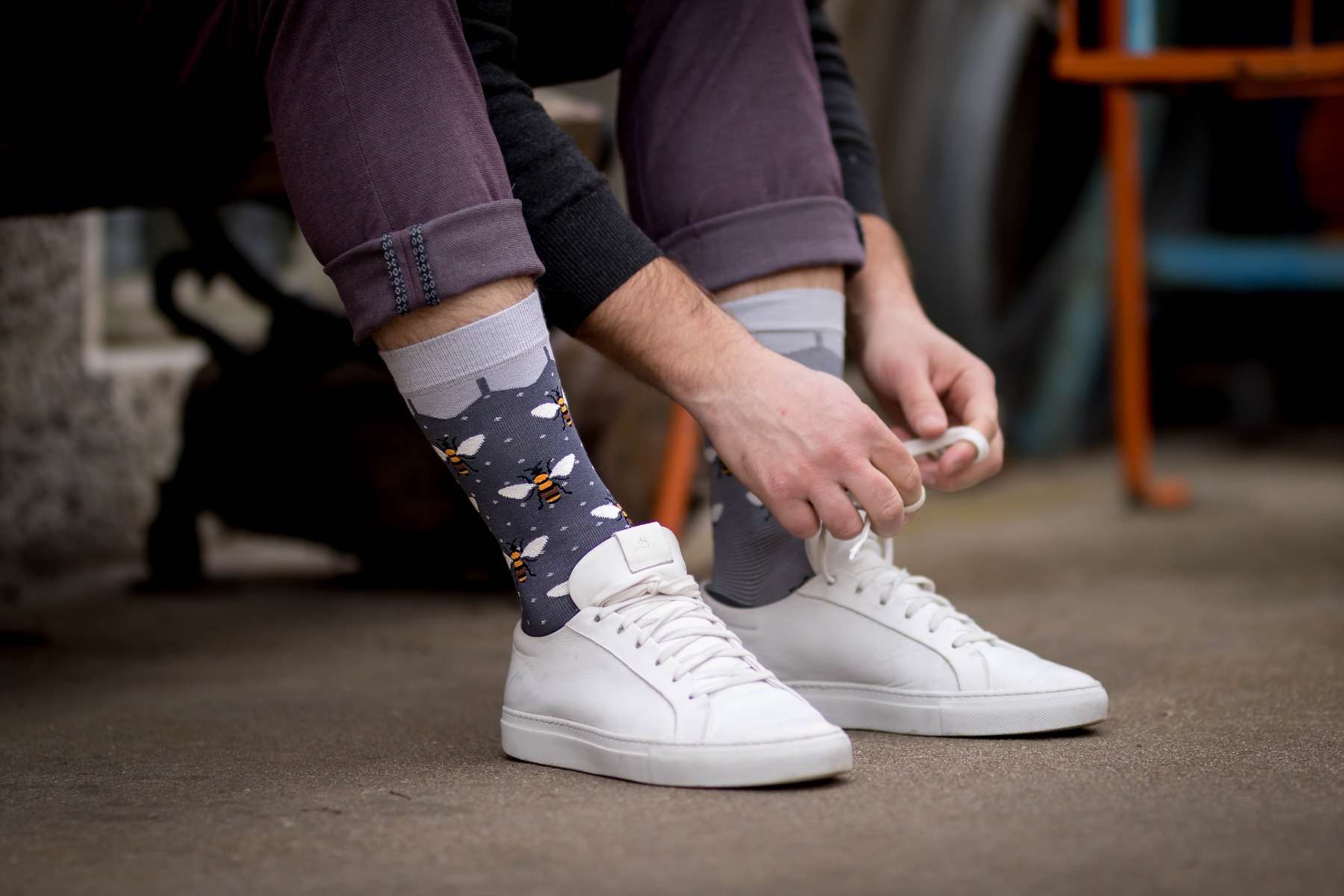 Čarape od Finog Bambusa Pčele Sive