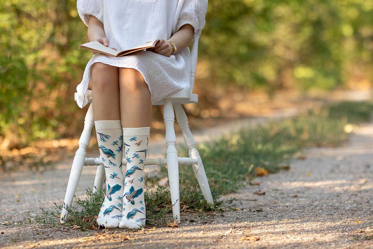 Čarape od Finog Bambusa Ptice Ecru