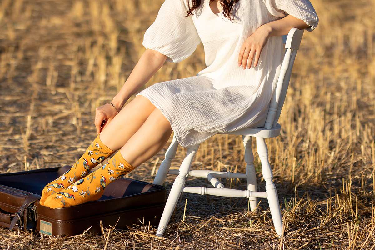 Čarape od Finog Bambusa Ptice Senf