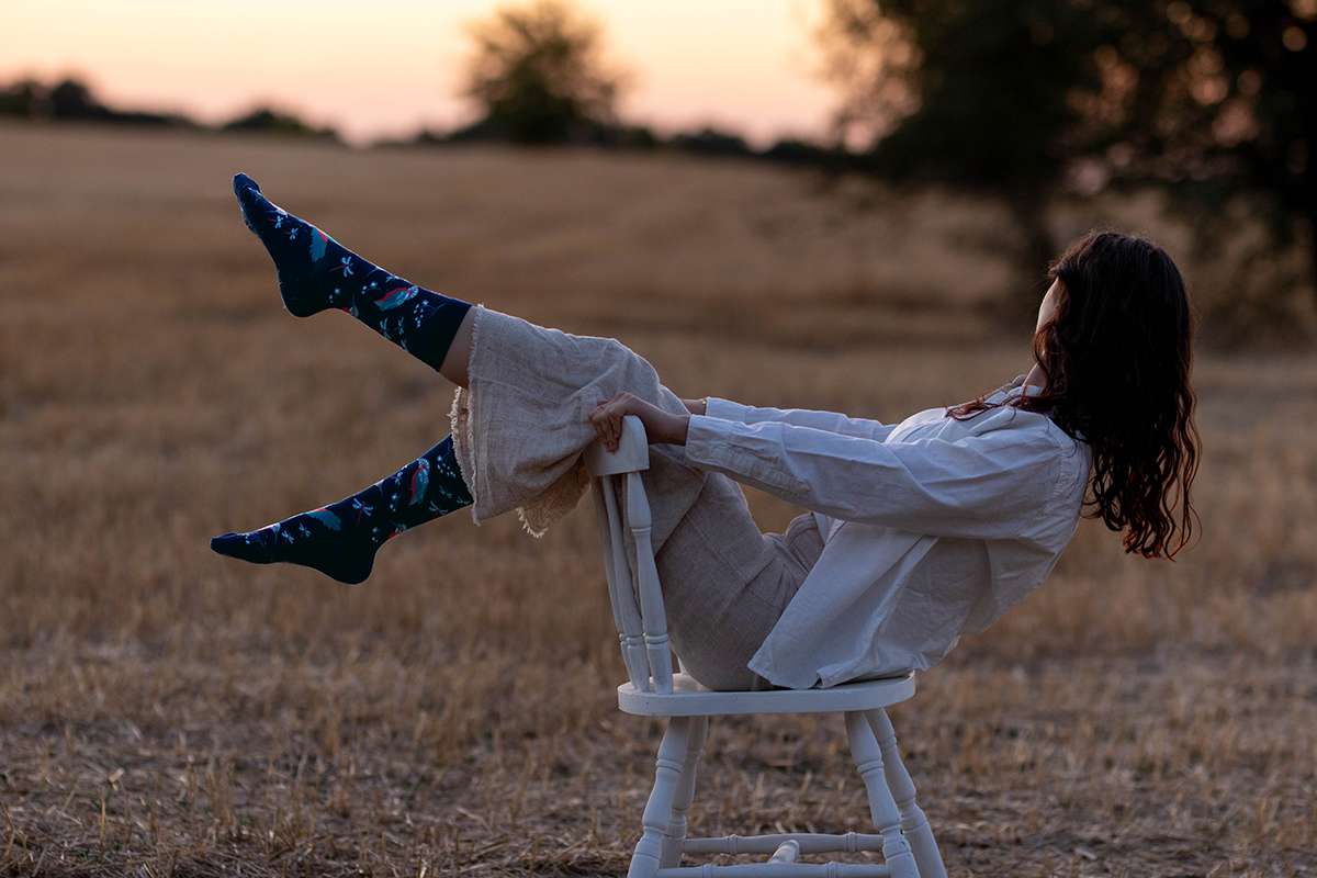 Čarape od Finog Bambusa Ptice Tamnoplave