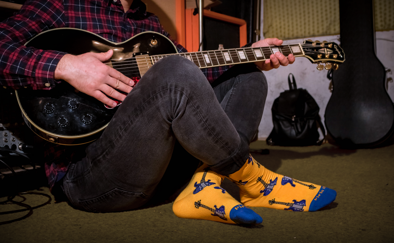 Pamučne Čarape Rock Gitare Žute