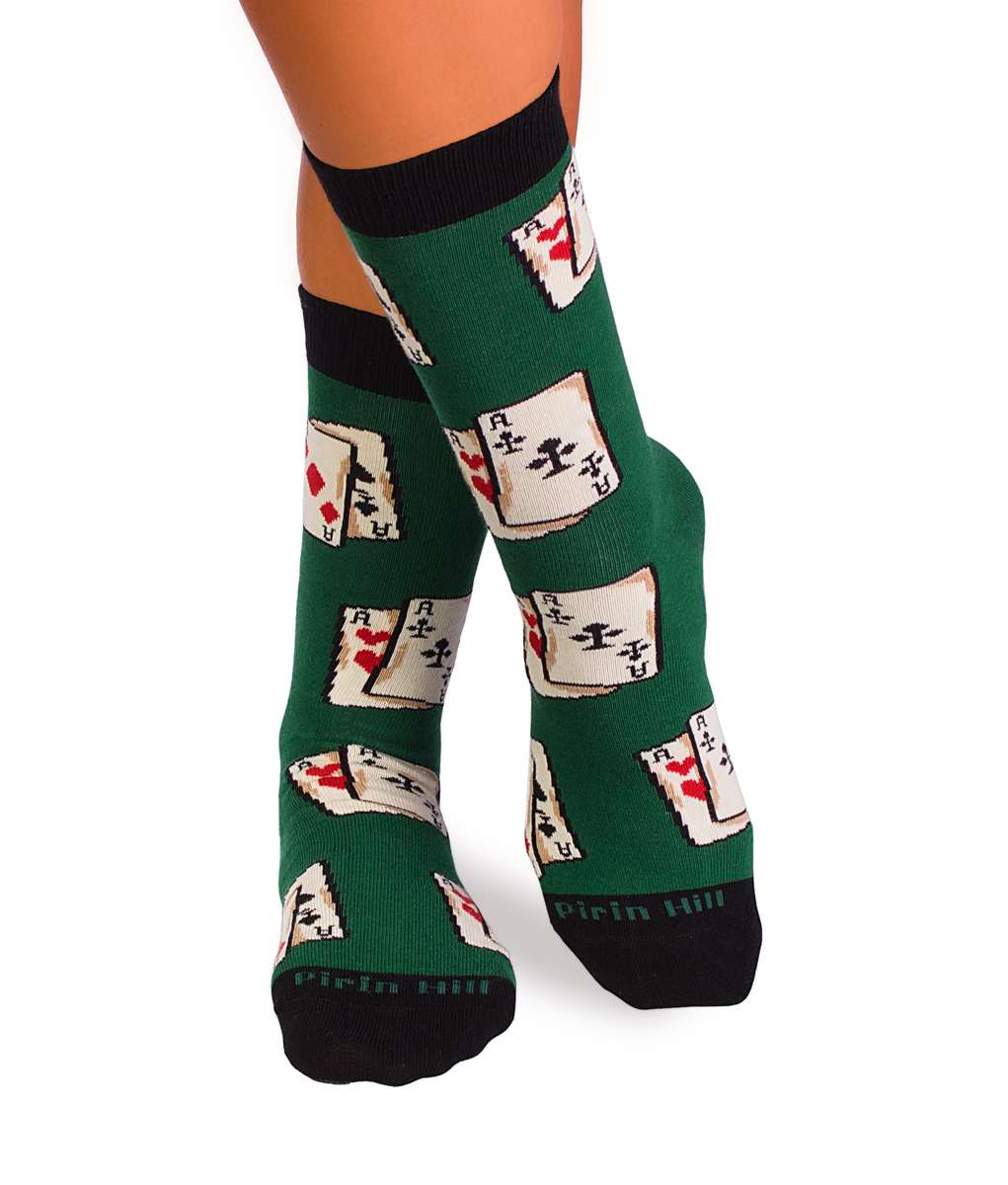 Pamučne Čarape Rock Karte Zelene