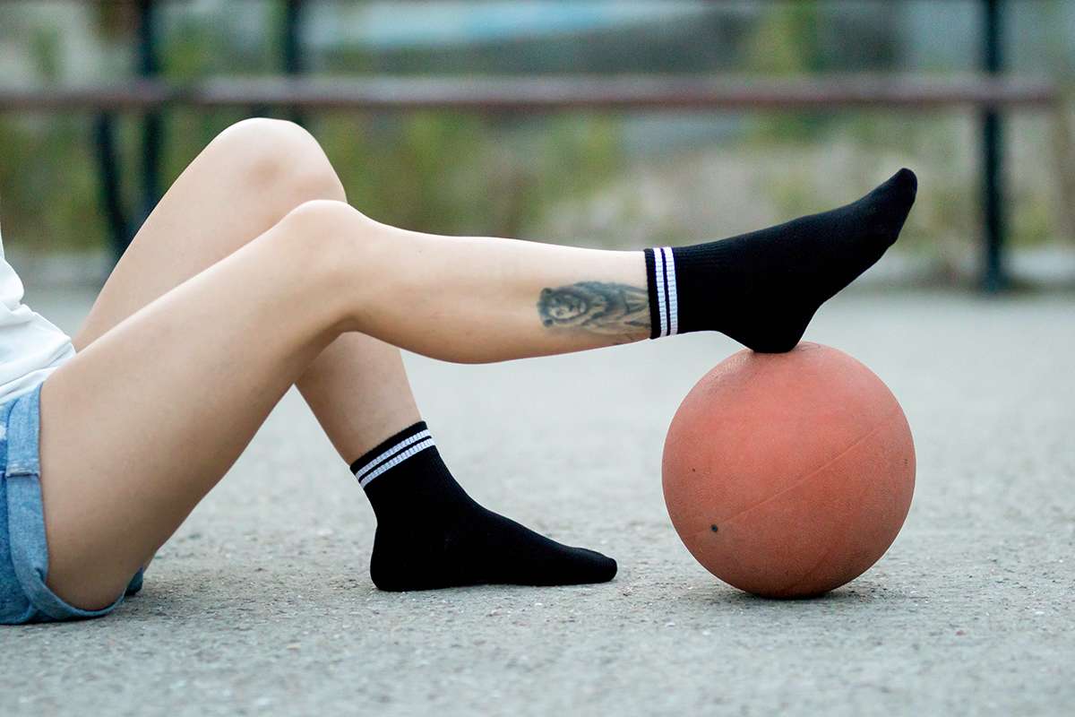 Active Day Pamučne Čarape Sa Prugama - Crne