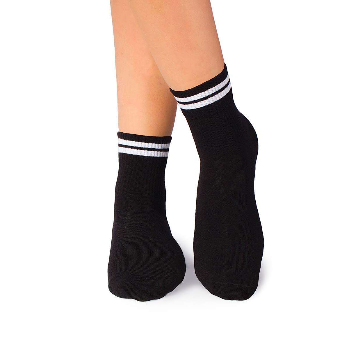Active Day Pamučne Čarape Sa Prugama - Crne