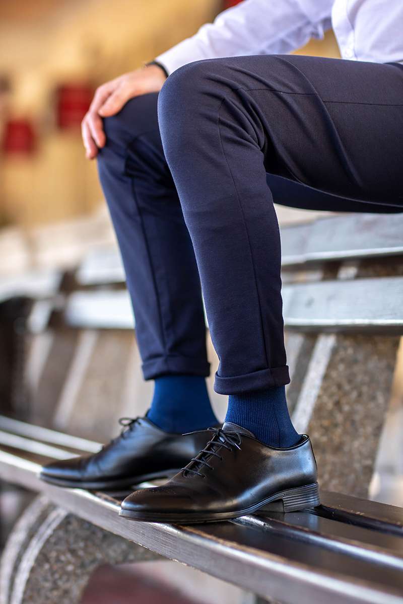 Kompresivne Dokolenice od Mercerizovanog Pamuka Teget