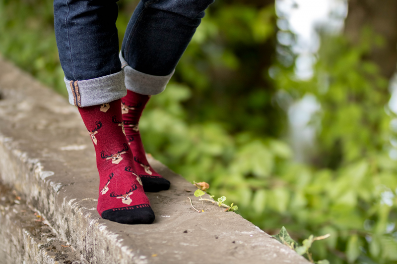 Pamučne Čarape Jelen Bordo