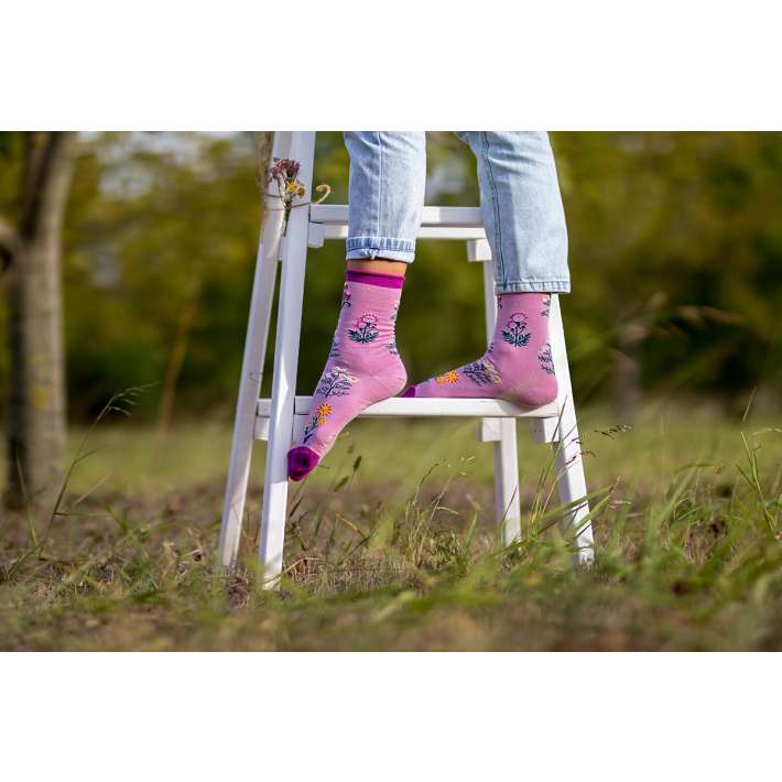 Pamučne Čarape Bilje Ljubičaste