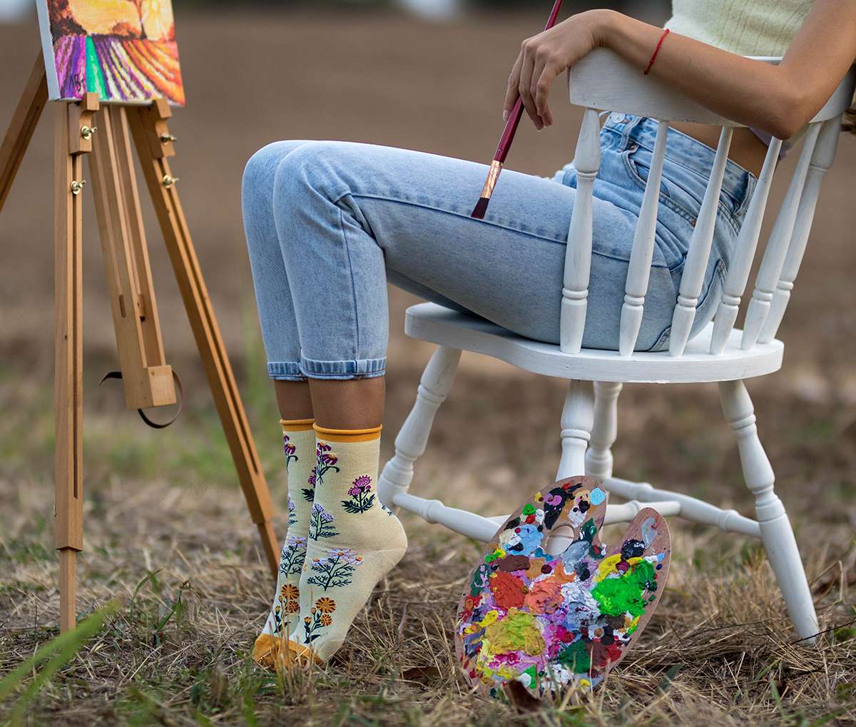 Pamučne Čarape Bilje Žute