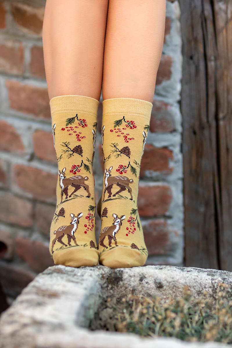 Pamučne Čarape Srna Senf