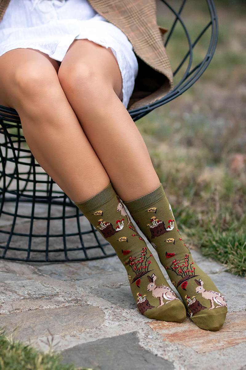 Pamučne Čarape Zec Zelene