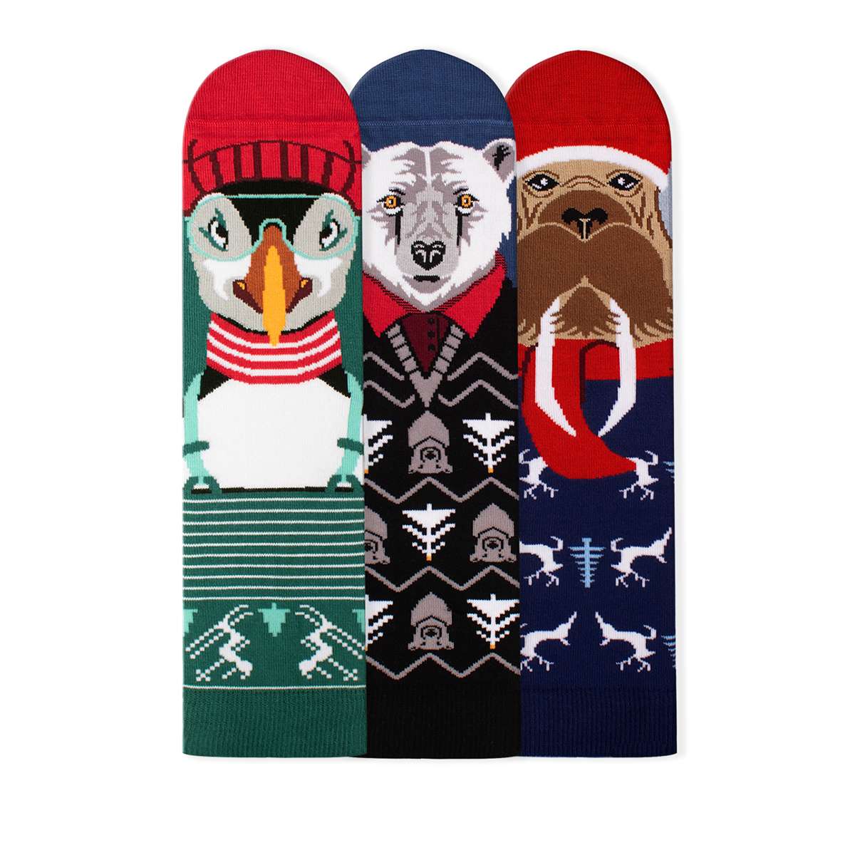 Comfort Feet Kutija3 Božićne Čarape Ptica Medved Morž