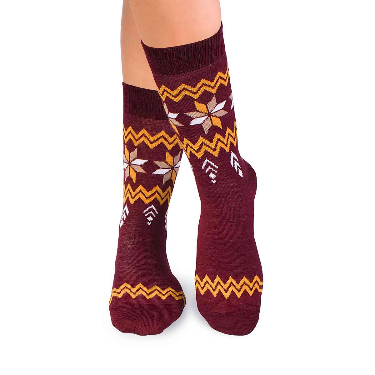 Merino Snow Čarape Bordo