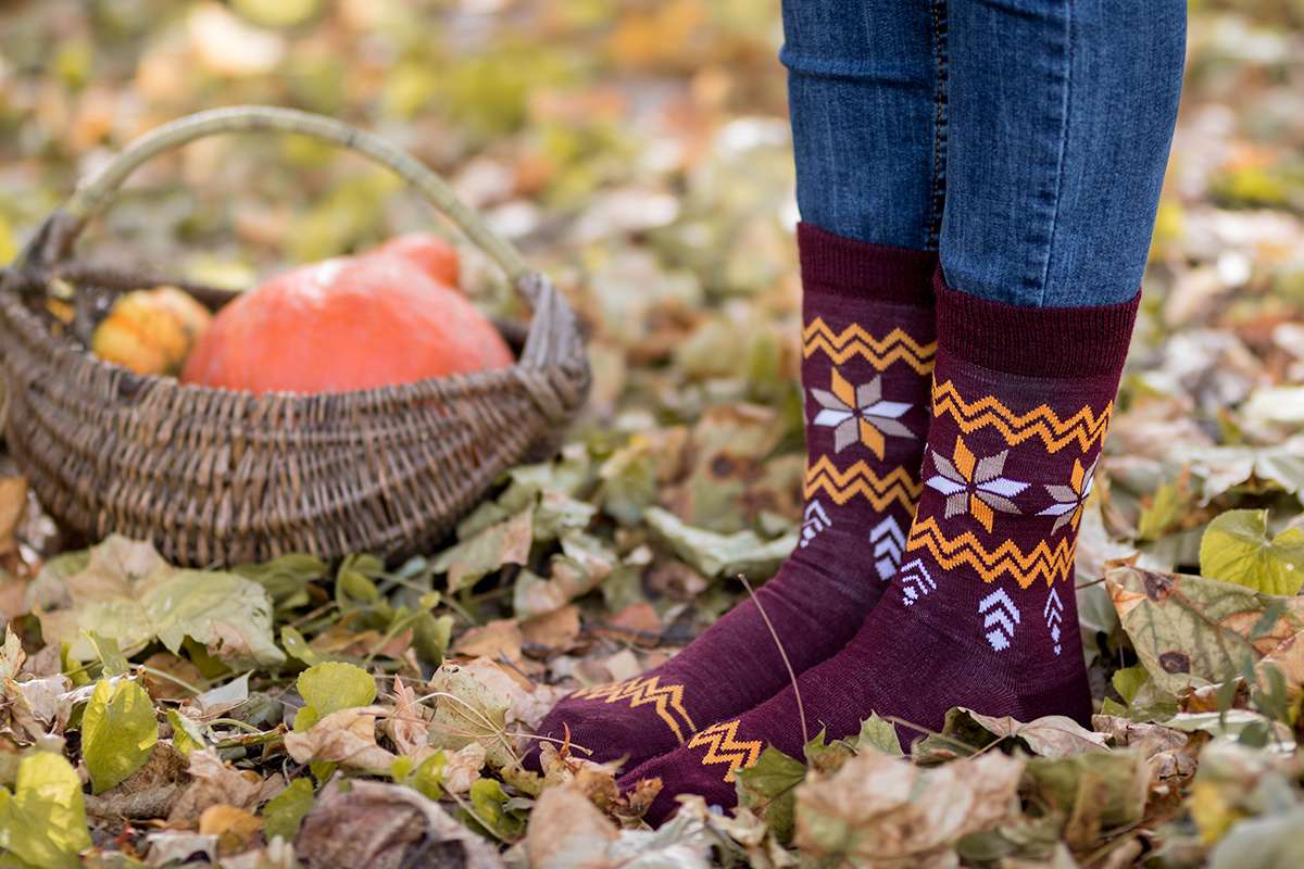 Merino Snow Čarape Bordo