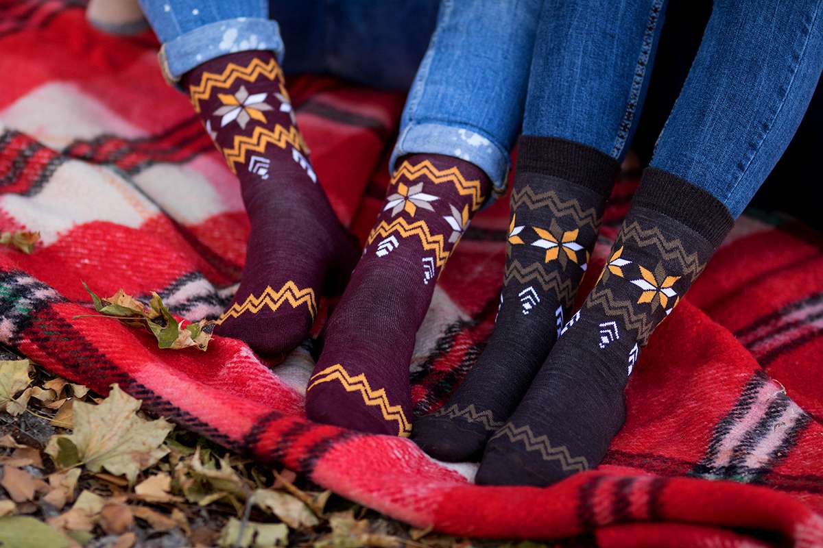 Merino Snow Čarape Bordo