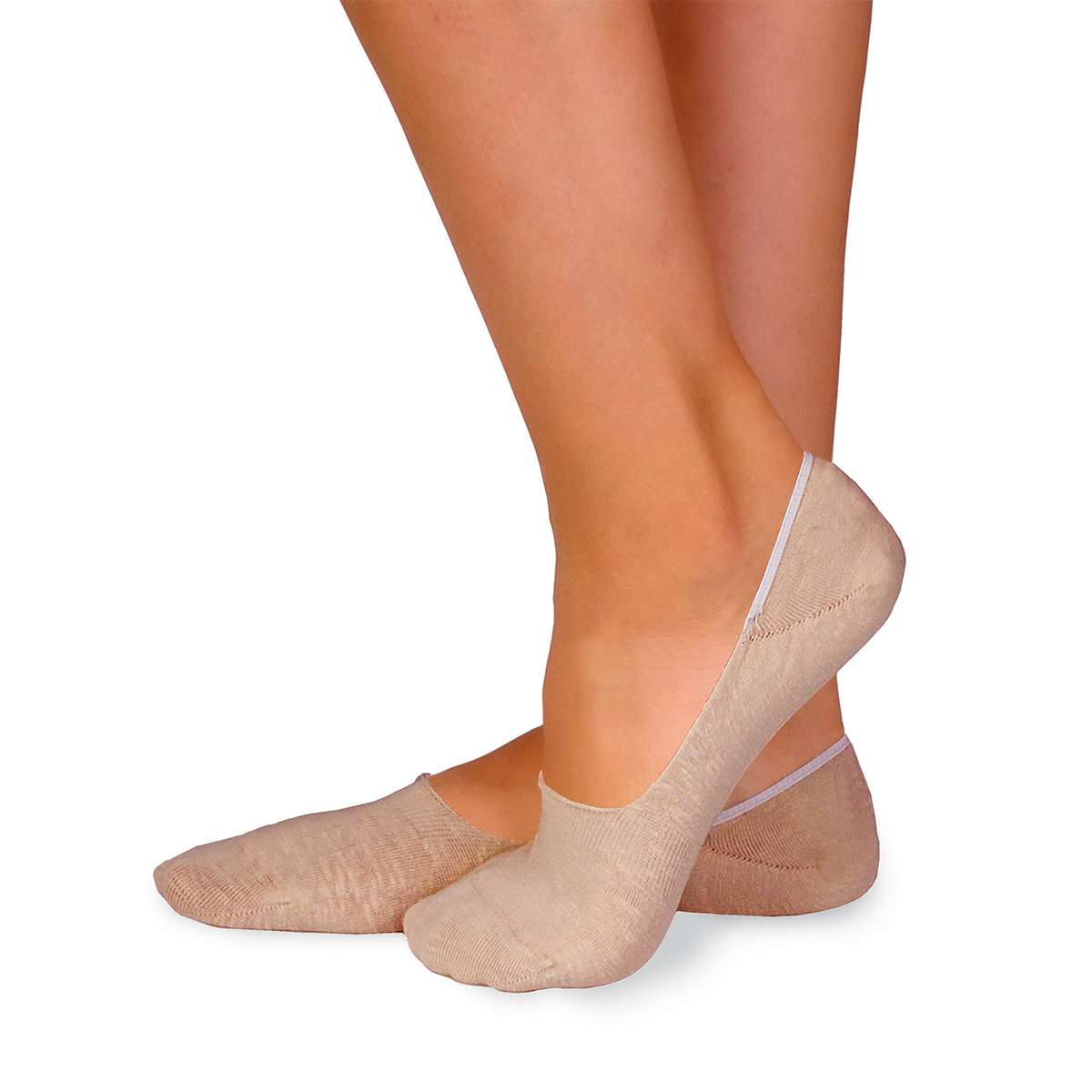 Nevidljive Lanene Čarape Bež