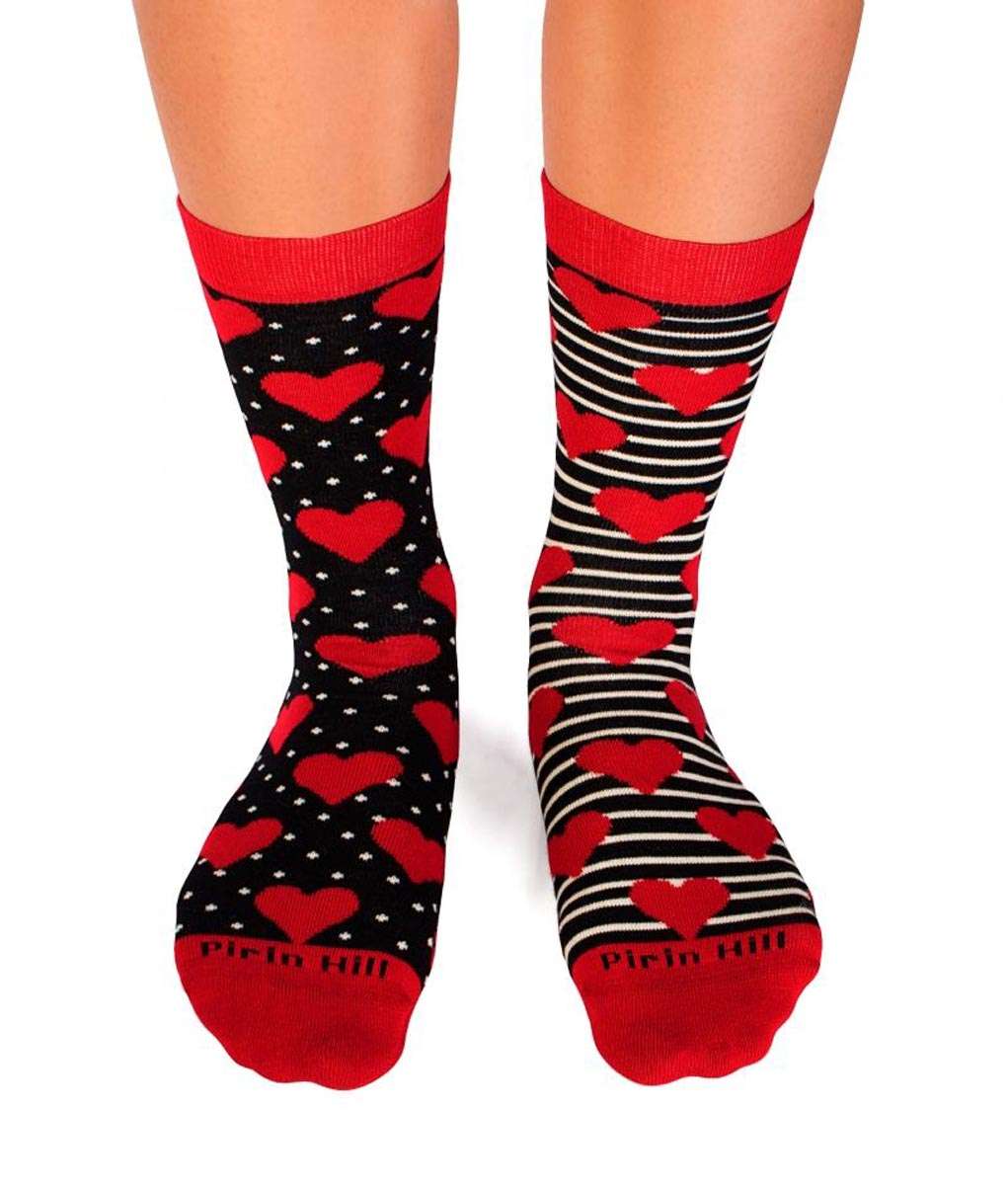 Pamučne Čarape Srca Crne