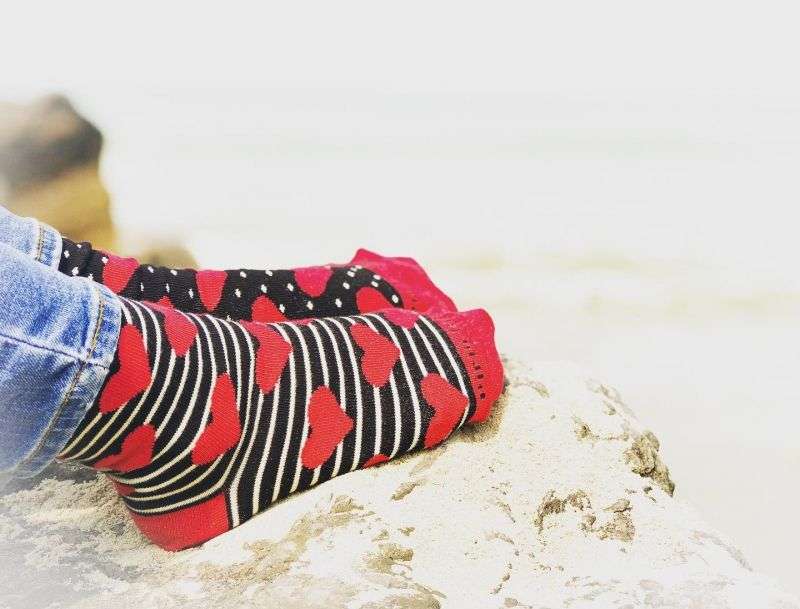 Pamučne Čarape Srca Crne