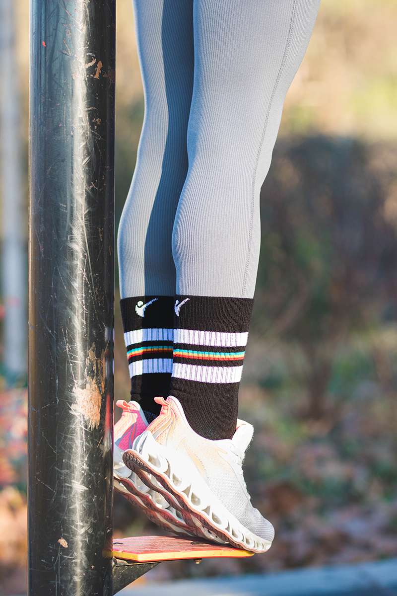 Active Lifestyle Termo Čarape Crne sa Belim Prugama