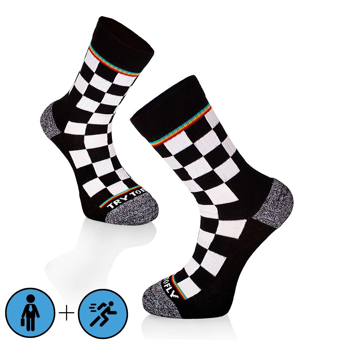 Active Lifestyle Termo Čarape Crno Bele Kocke