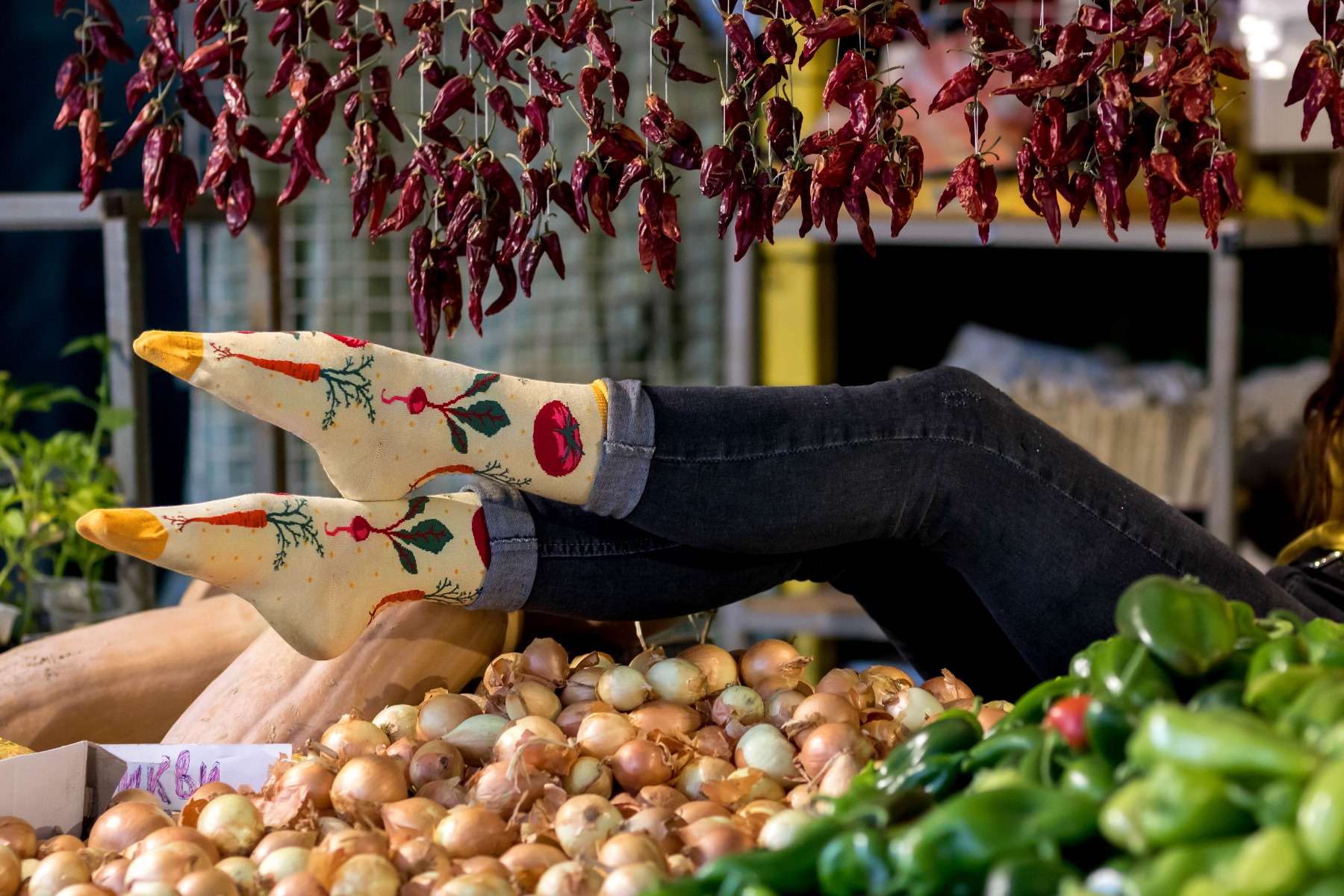 Pamučne Čarape Veggie Žute